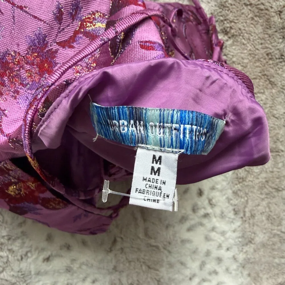 Urban Outfitters purple tapestry mini dress medium glam sparkly floral cocktail - Picture 9 of 10